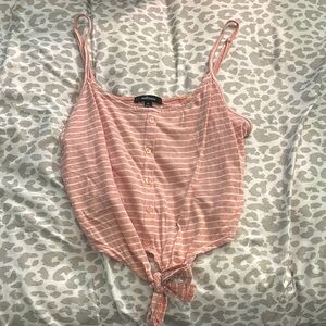 Ambiance Peach Striped Crop Top